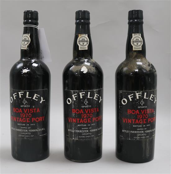 Three bottles of Offley Vintage 1970 port